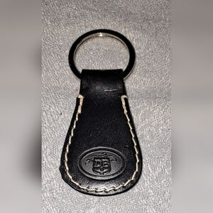 Dooney and Bourke Black Leather DB Logo Keyring Key Chain Fob